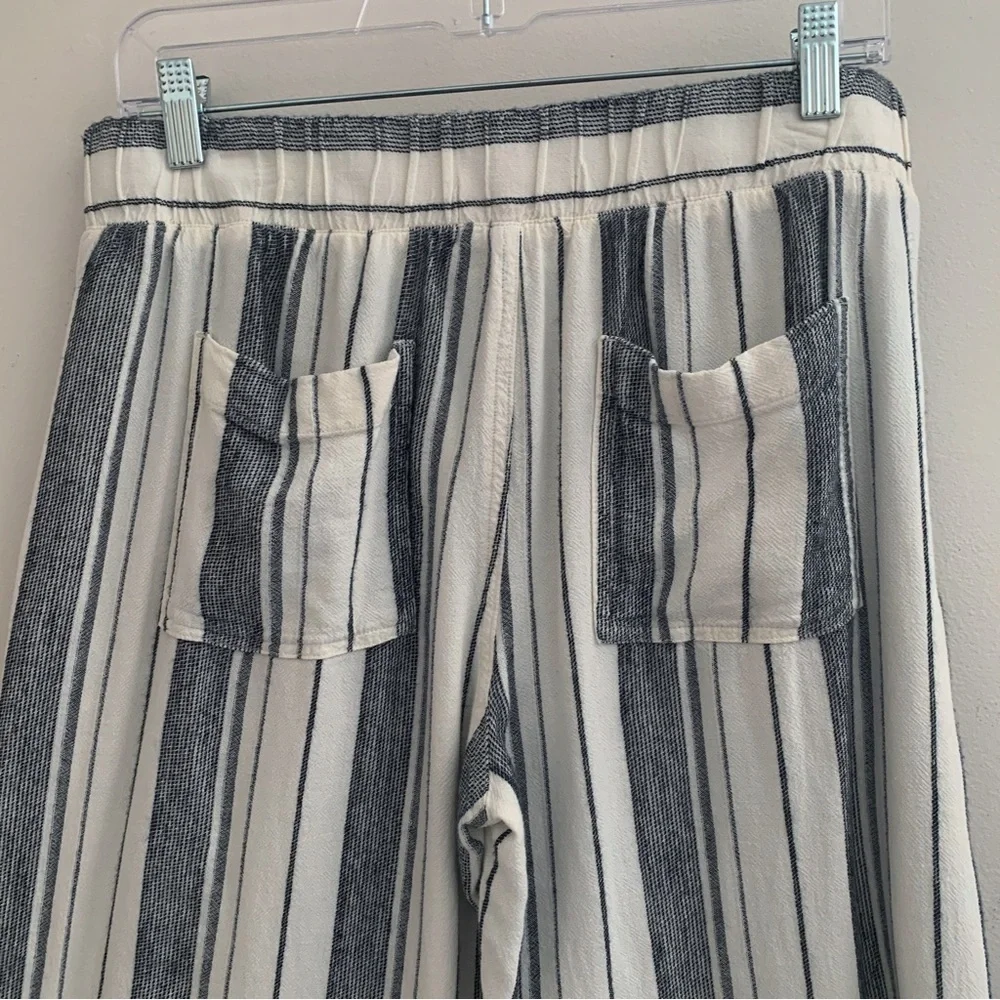 Cloth & Stone Striped Linen Blend Cropped Pants Medium Nautical Summer